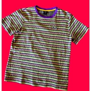 HUF Mens S/S Knit Top Shirt ALLEN Triple Triangle Striped Embroidered,‎ Mens M